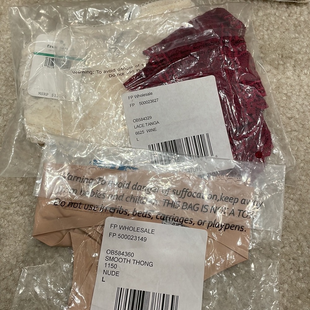 New Free People Panties Sz L 3pcs Large Pink, Ivory,Tan - Picture 9 of 10